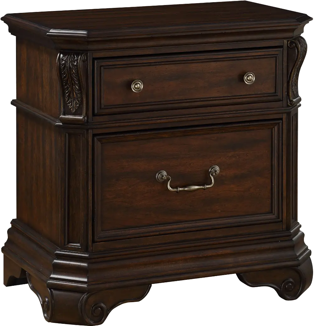 Traditional Brown Cherry Nightstand - Evette-1