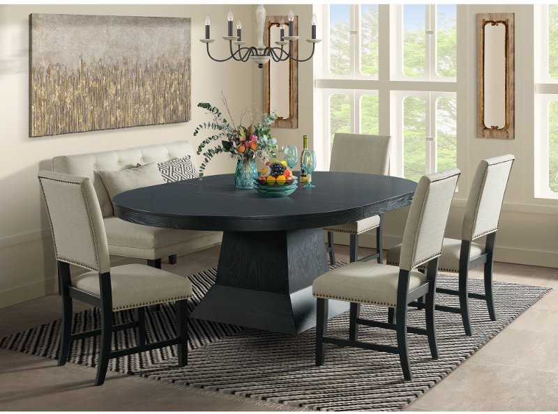 Maddox Contemporary Beige And Dark Gray, Contemporary Dining Room Sets For 6 Year Olds