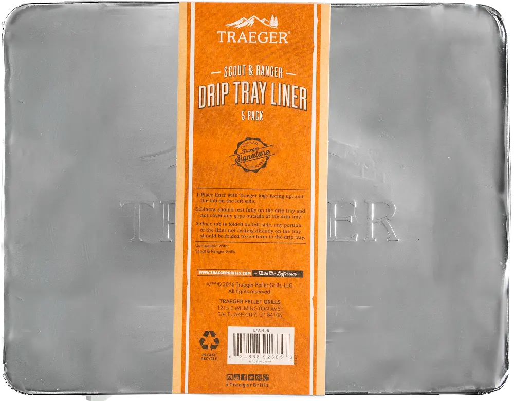 BAC458,DRIP_LINE-RNG Traeger Drip Tray Liner 5 Pack - Ranger-1