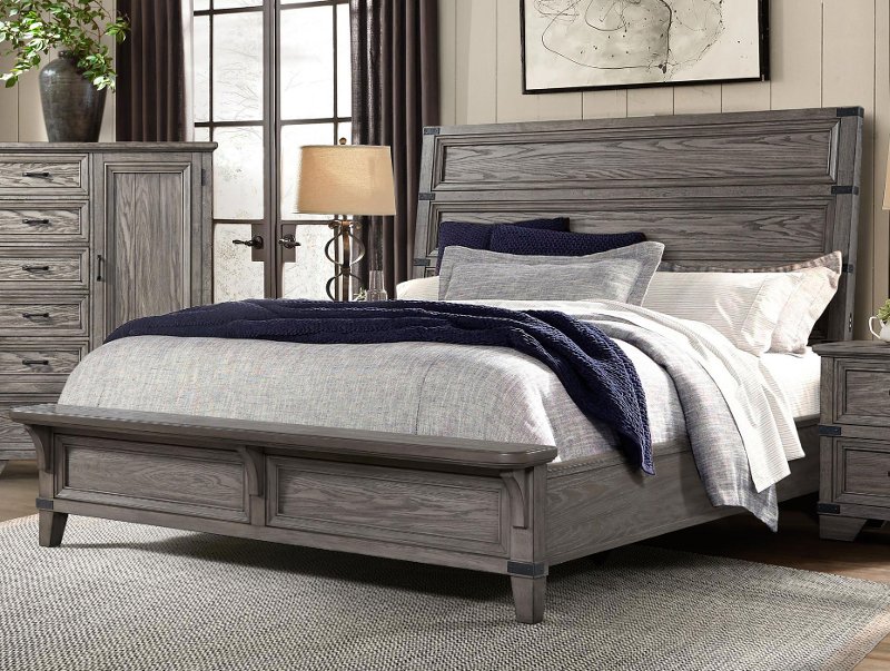 Forge Classic Rustic Gray King Size Bed, King Size Bed And Mattress Set