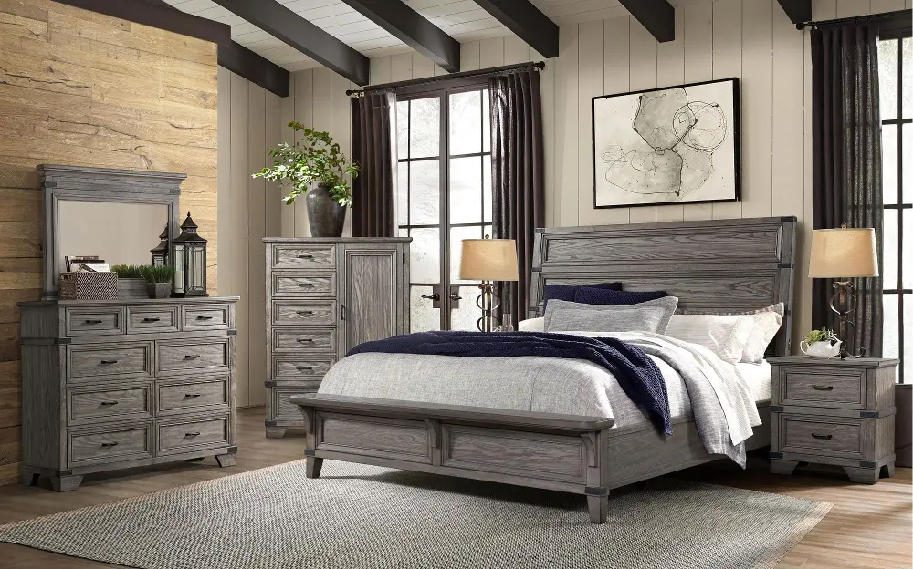 Forge Pewter Gray 4 Piece King Bedroom Set-1