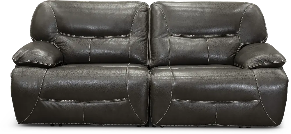 Steel Gray Leather-Match 2 Piece Power Reclining Sofa - Max 6 Piece-1