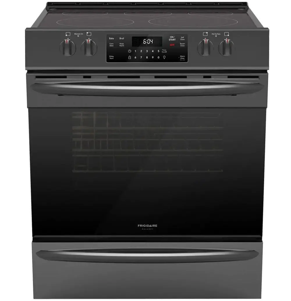 FGEH3047VD Frigidaire 30 Inch Electric Range with Air Fry - 5.4 cu. ft. Black Stainless Steel-1