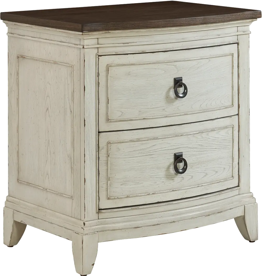 Country Distressed White Nightstand - Chapel Hill-1