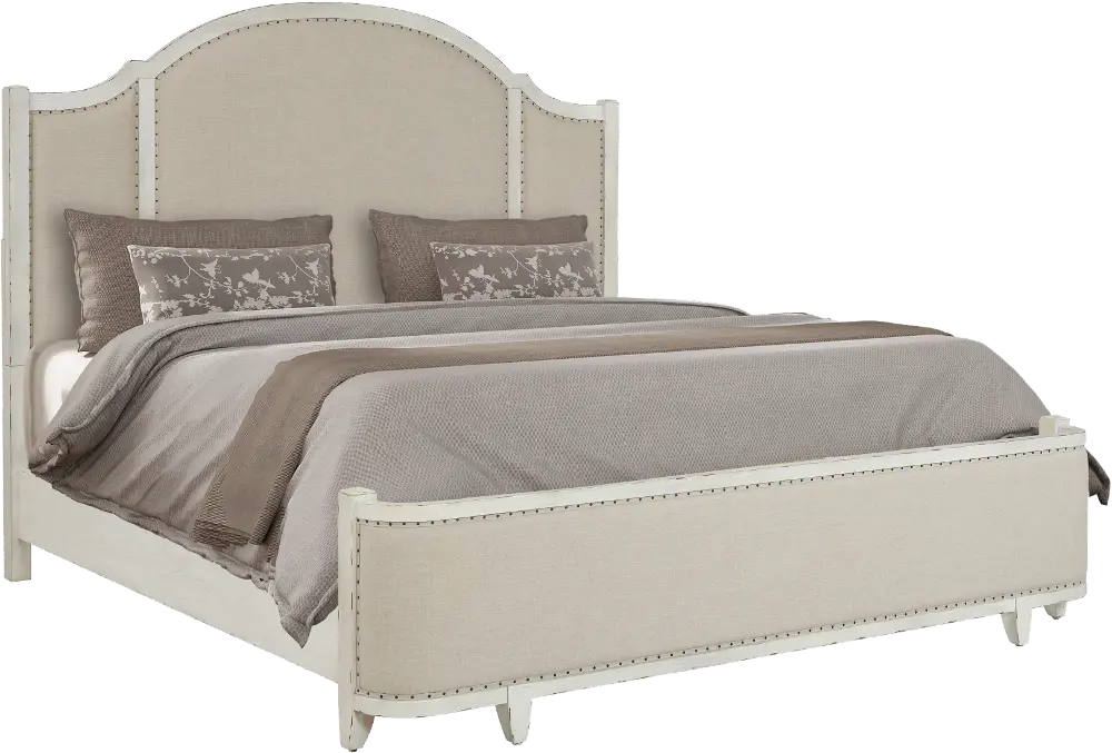 Country Linen and White Queen Upholstered Bed - Chapel Hill-1