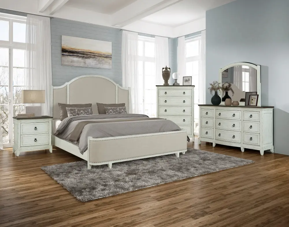 Country White 4 Piece Queen Bedroom Set - Chapel Hill-1