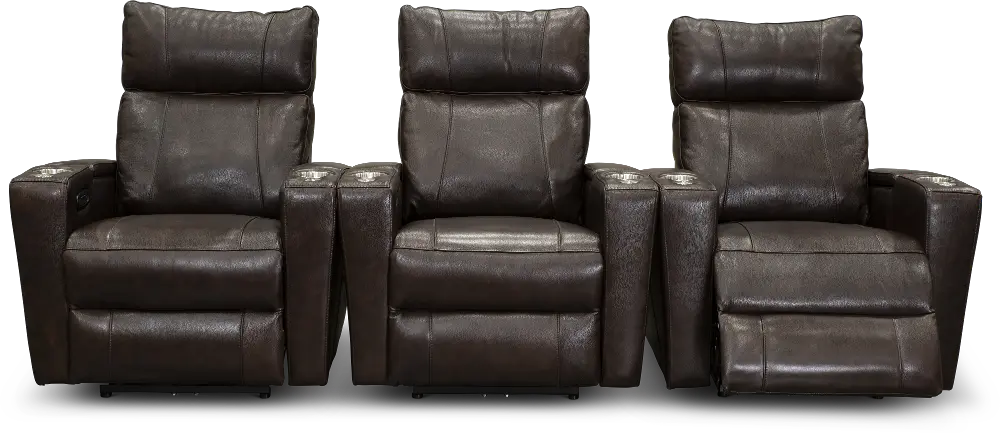 Carter Brown Leather-Match 3 Piece Power Home Theater Seating-1