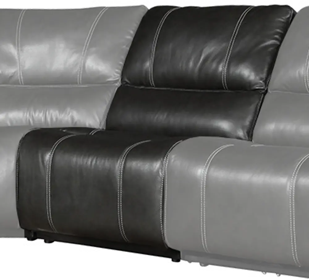 Harry Cyclone Dark Gray Leather-Match Armless Power Recliner with Power Headrest and Lumbar-1