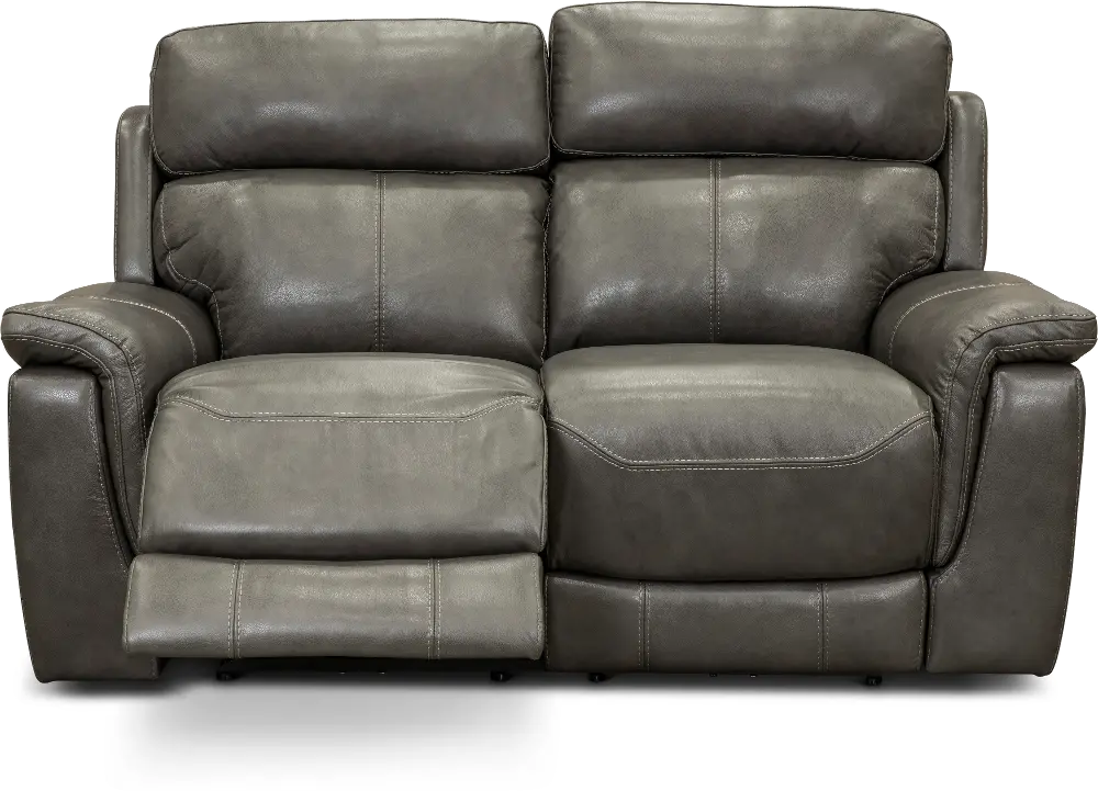 Integrity Gray Leather-Match Power Reclining Loveseat-1