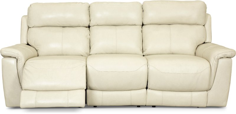 Pearl Leather Match Power Reclining, Cream Leather Reclining Sofa And Loveseat