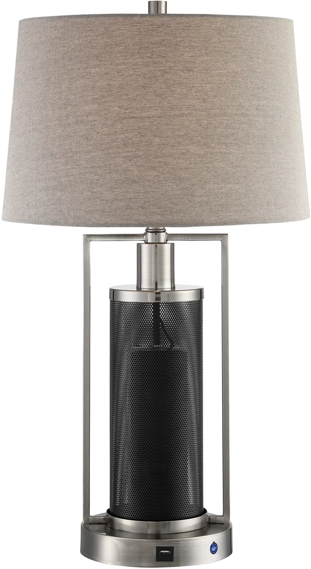 Chrome and Black Wireless Speaker Table Lamp - Tobias-1