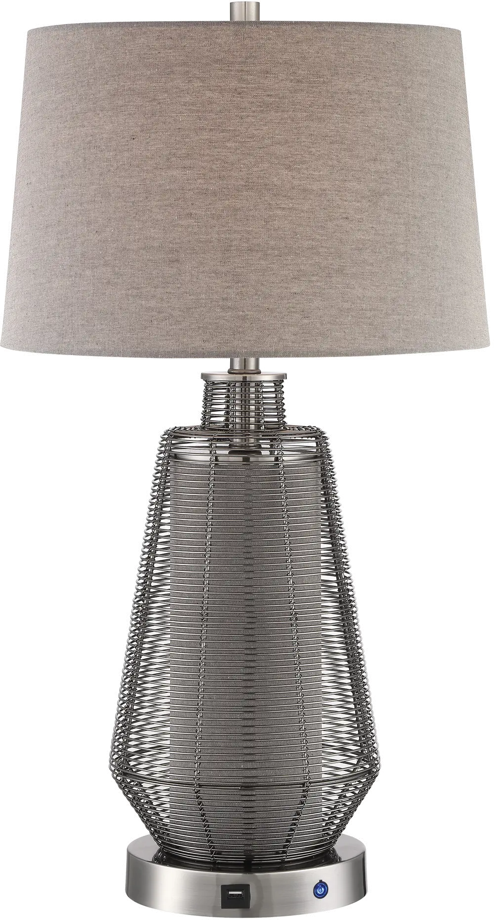 Chrome Wireless Speaker Table Lamp with LED and USB - Connor-1