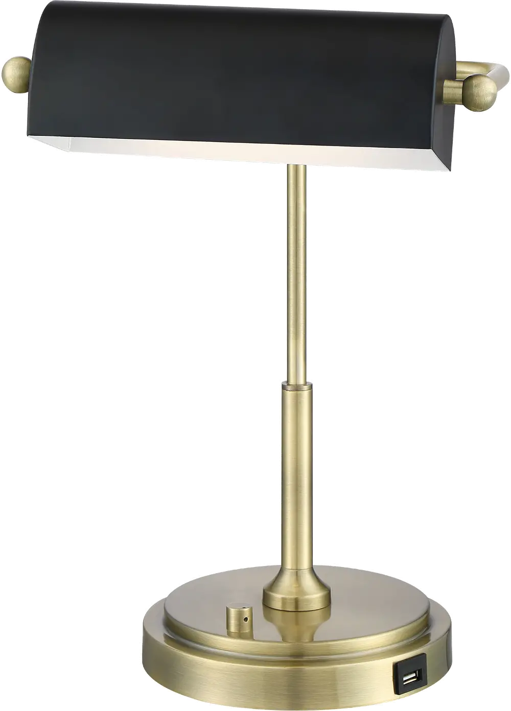 Brushed Gold Banker Desk Lamp with Black Shade - Caileb-1