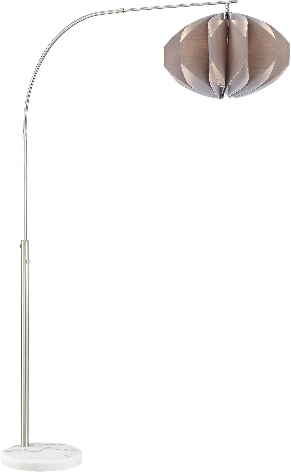 Brushed Nickel Arch Floor Lamp with Gray Shade - Reina-1