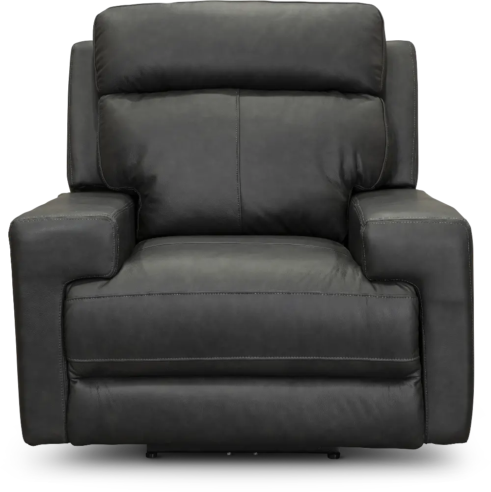 Space Gray Leather-Match Power Recliner - Solana-1