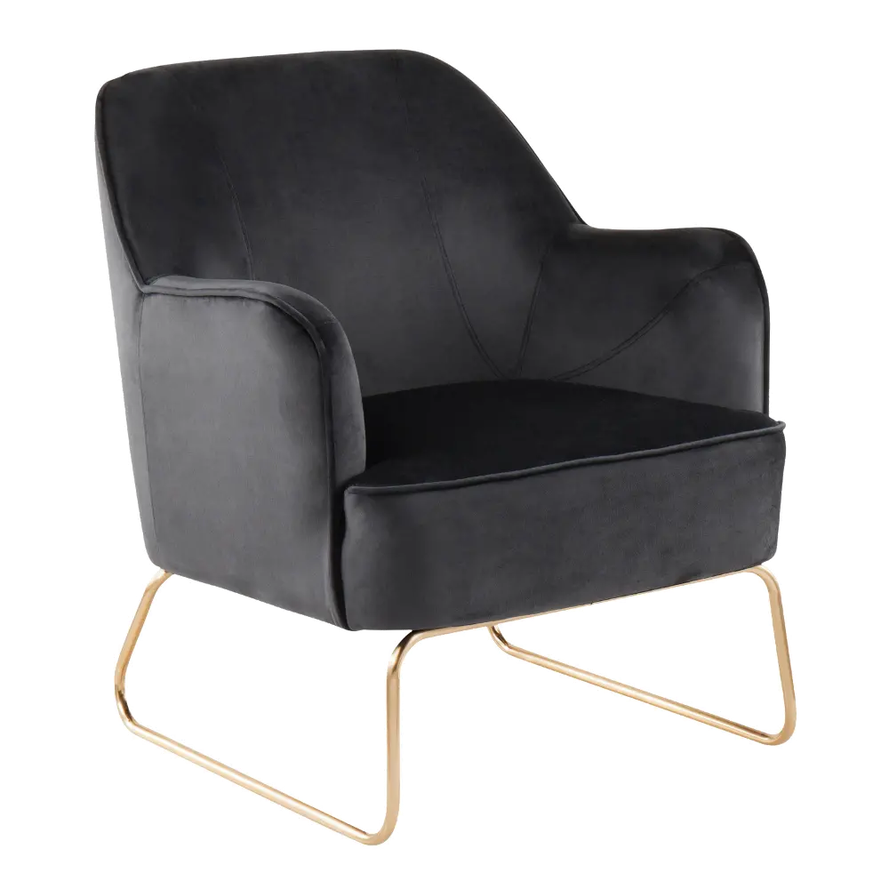 CHR-DANIELLASL-AUBK Black Velvet Contemporary Accent Chair - Campania-1