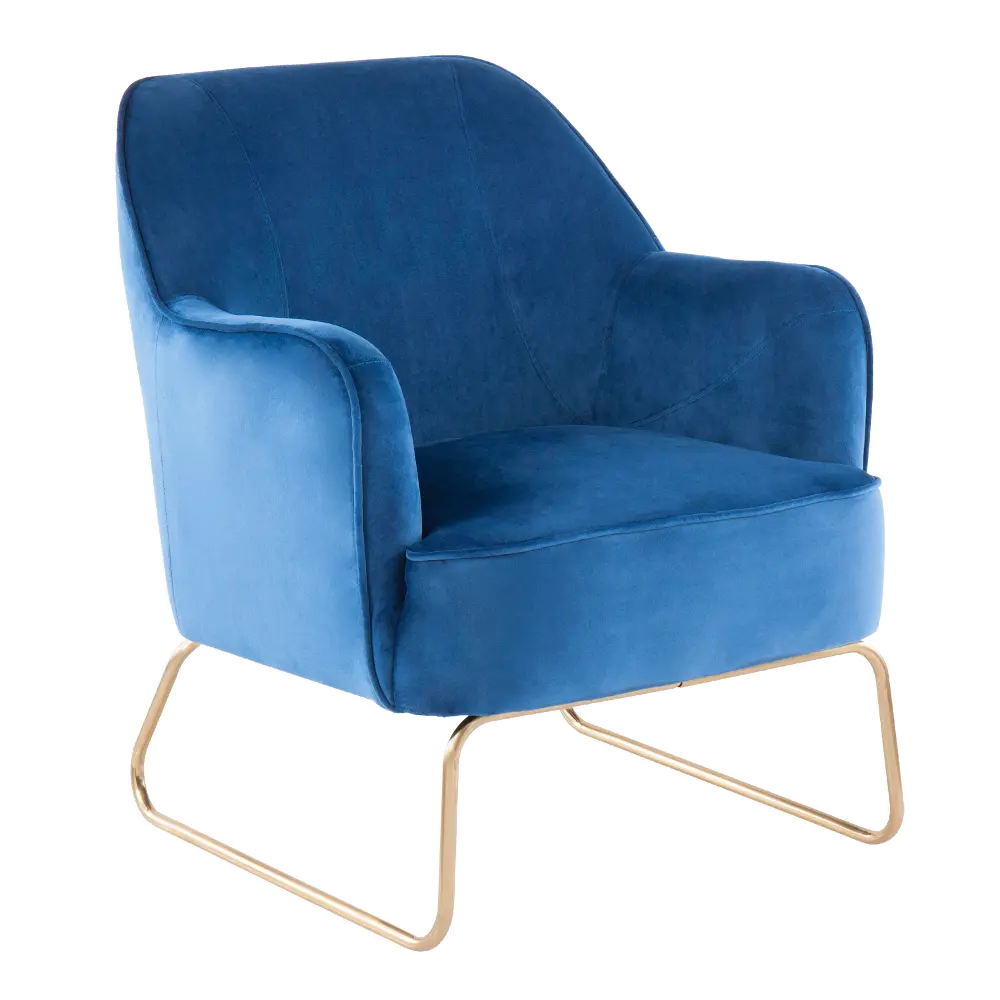 CHR-DANIELLASL-AUBU Blue Velvet Contemporary Accent Chair - Campania-1