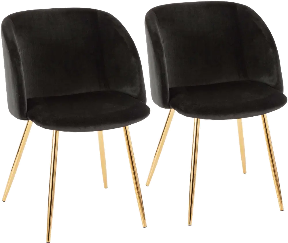 CH-FRAN-AU+BK2 Black Velvet Contemporary Chairs (Set of 2) - Luna-1