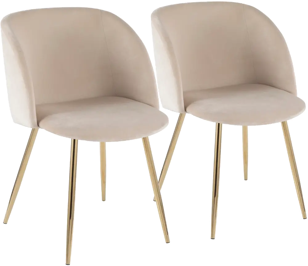 CH-FRAN-AU+CR2 Cream Velvet Contemporary Chairs (Set of 2) - Luna-1