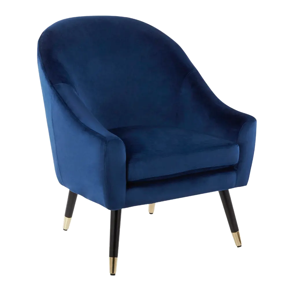 CHR-MATSE-BK+BU Blue Velvet Contemporary Accent Chair - Matisse-1