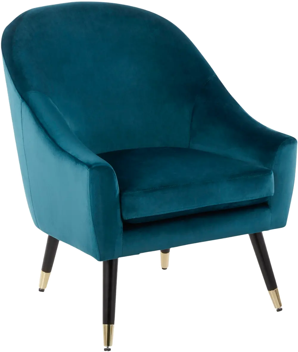 CHR-MATSE-BK+TL Teal Velvet Contemporary Accent Chair - Matisse-1