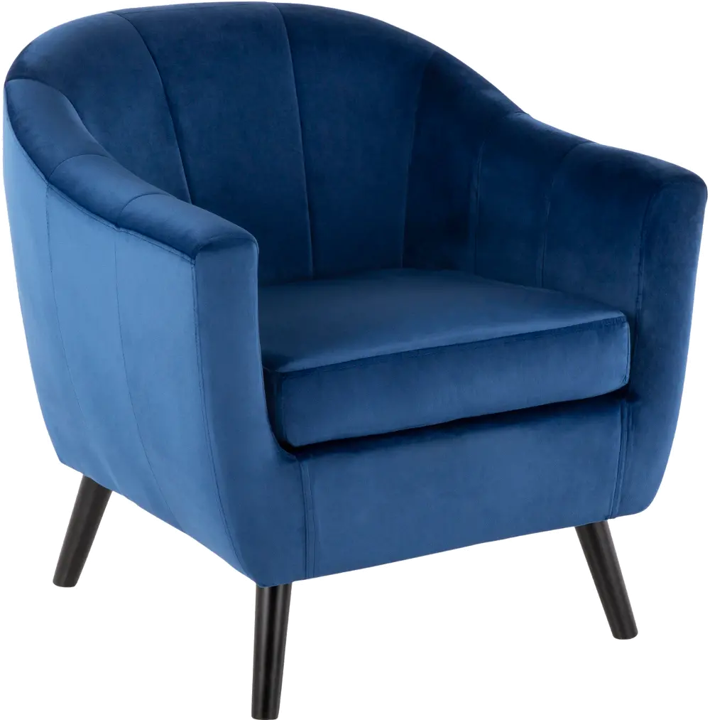 CHR-RCKWLV-BU Blue Velvet Contemporary Accent Chair - Rockwell-1
