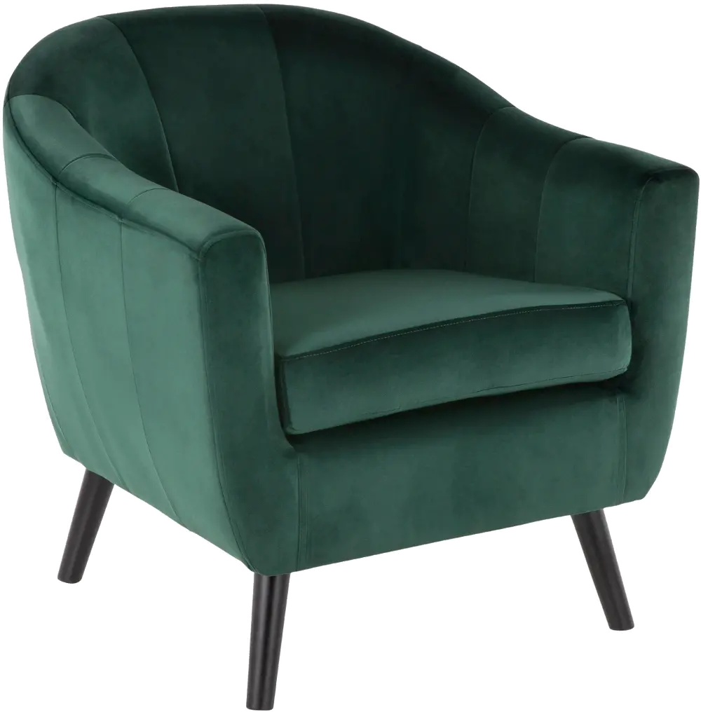 CHR-RCKWLV-GN Green Velvet Contemporary Accent Chair - Rockwell-1