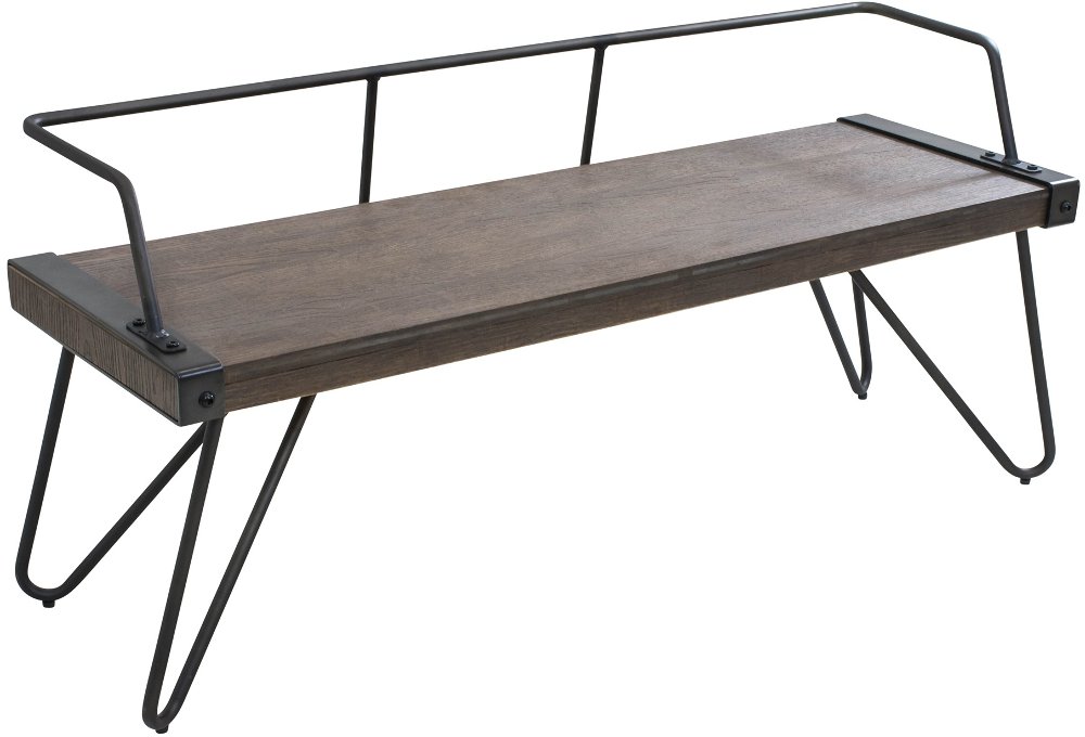 111598087 Stefani Industrial Metal and Walnut Wood Bench sku 111598087