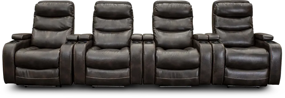 Cinema Coffee Brown Power Home Theater Recliner-1