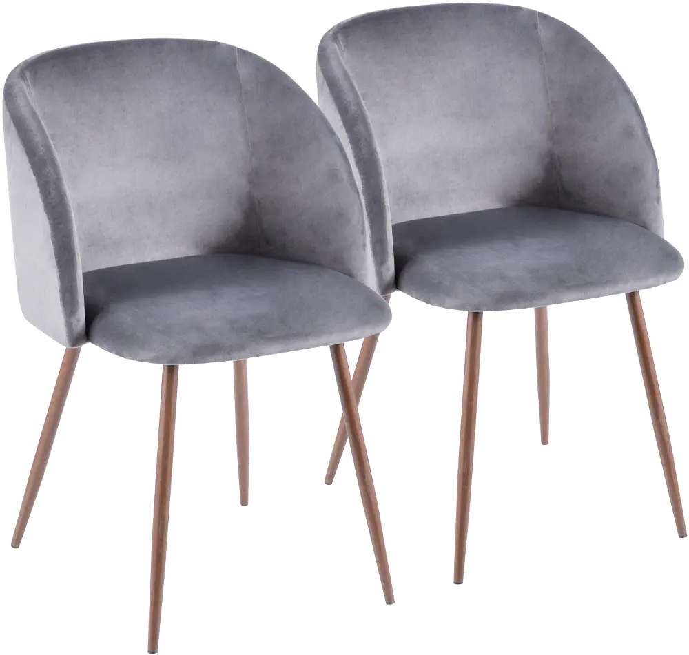 CH-FRAN-WL+GY2 Contemporary Gray Velvet and Walnut Dining Room Chair (Set of 2) - Luna-1