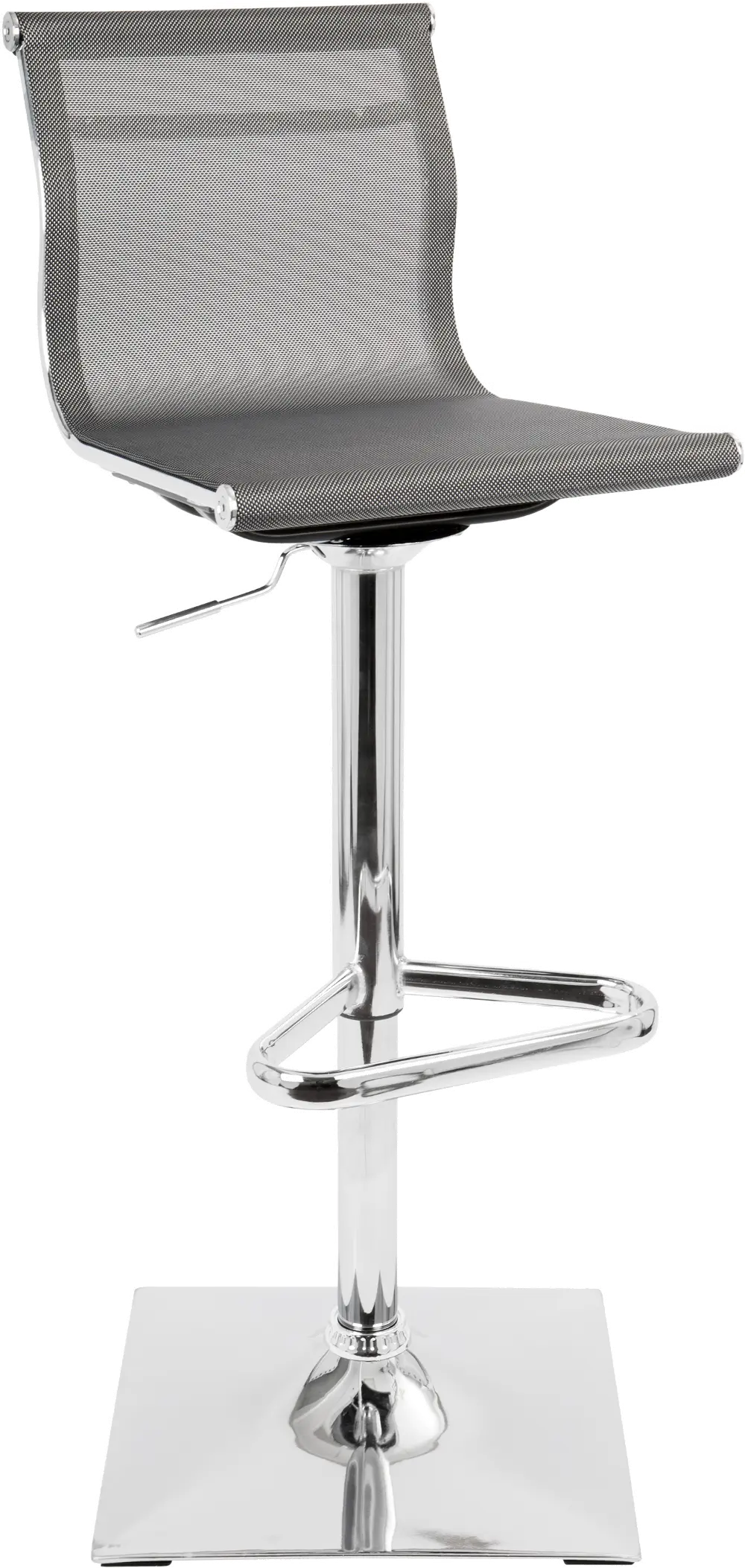 BS-TW-MIRAGE-SV Contemporary Gray and Chrome Adjustable Bar Stool - Mirage-1