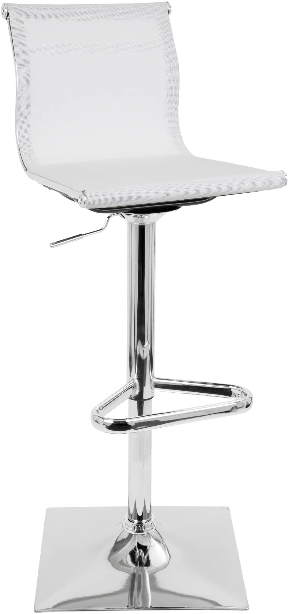 BS-TW-MIRAGE-W Contemporary White and Chrome Adjustable Bar Stool - Mirage-1