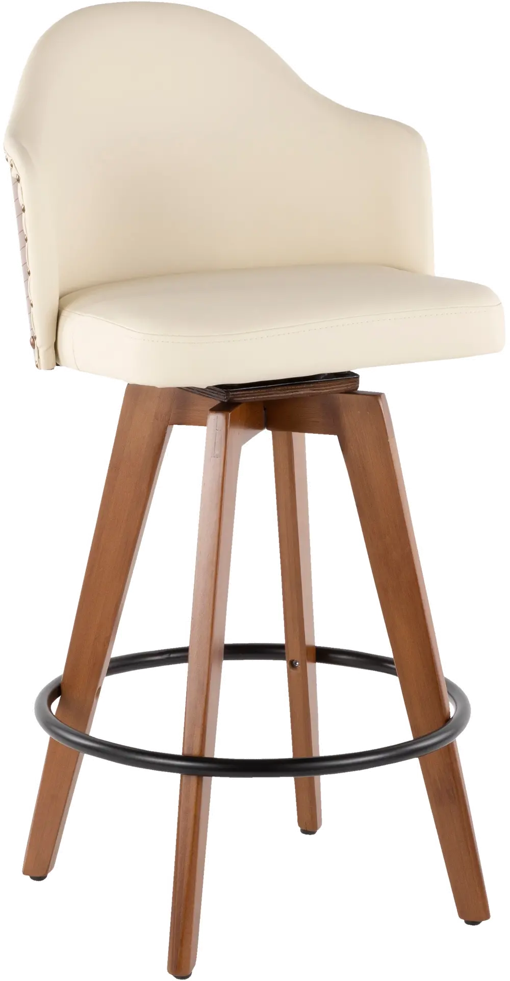 B26-AHOY WL+CR Ahoy Walnut and White 26 Inch Swivel Counter Height Stool-1