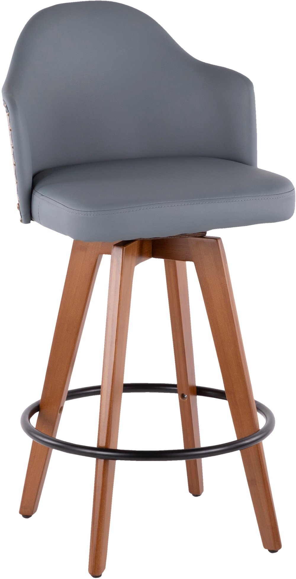 Ahoy Walnut and Gray 26 Inch Swivel Counter Height Stool