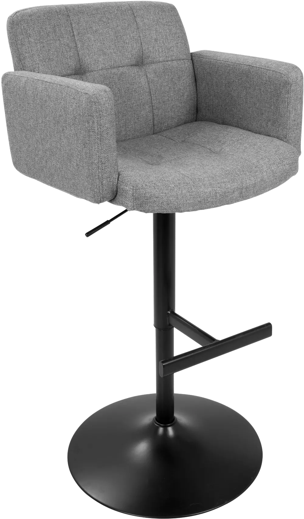 BS-STOUT-BK+GY Contemporary Gray and Black Adjustable Bar Stool - Stout-1