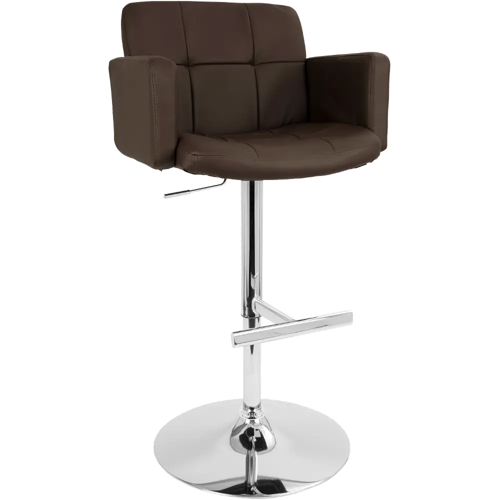 BS-TW-STOUT-BN Contemporary Brown and Chrome Adjustable Bar Stool - Stout-1