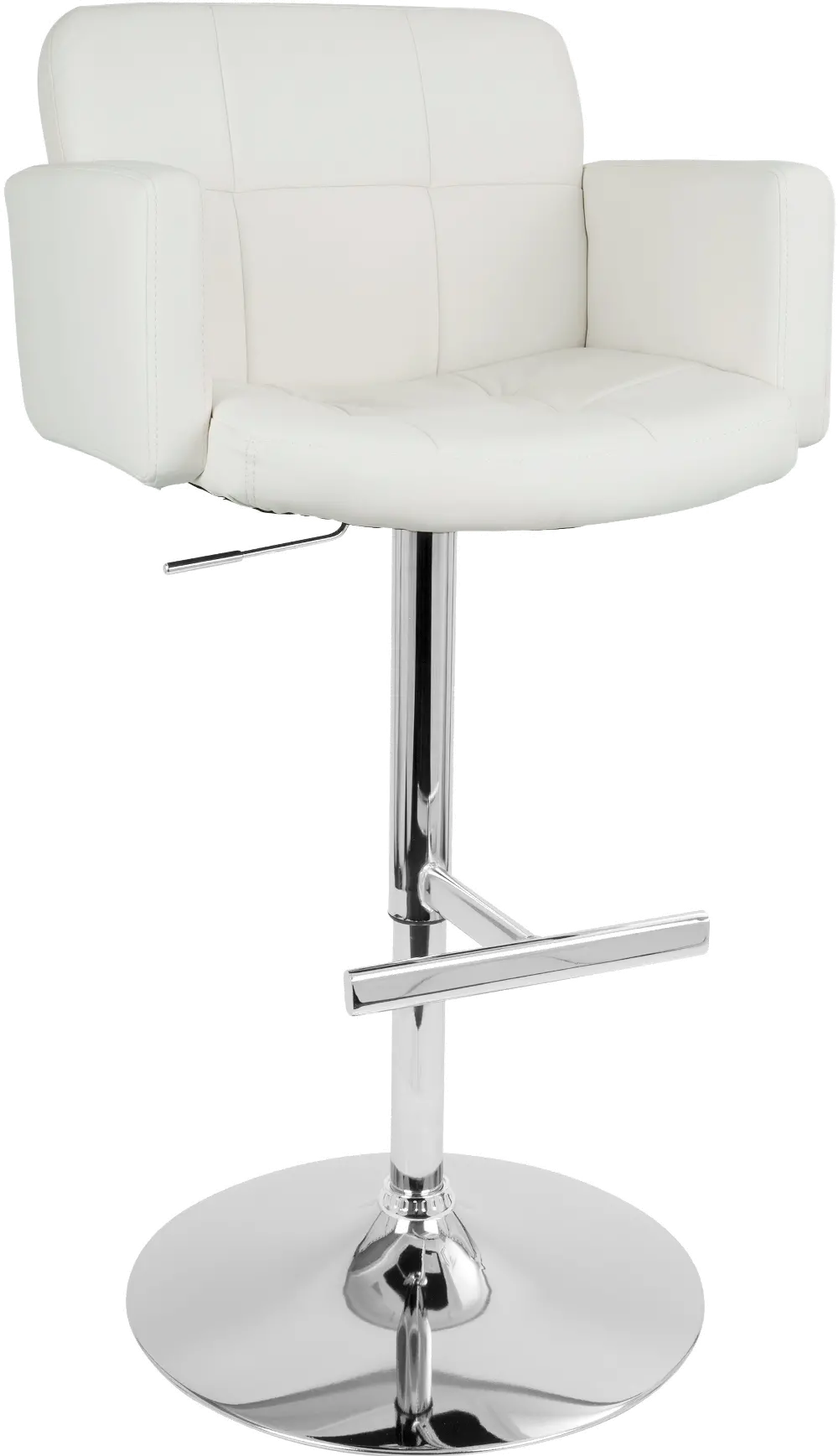 BS-TW-STOUT-W Contemporary White and Chrome Adjustable Bar Stool - Stout-1