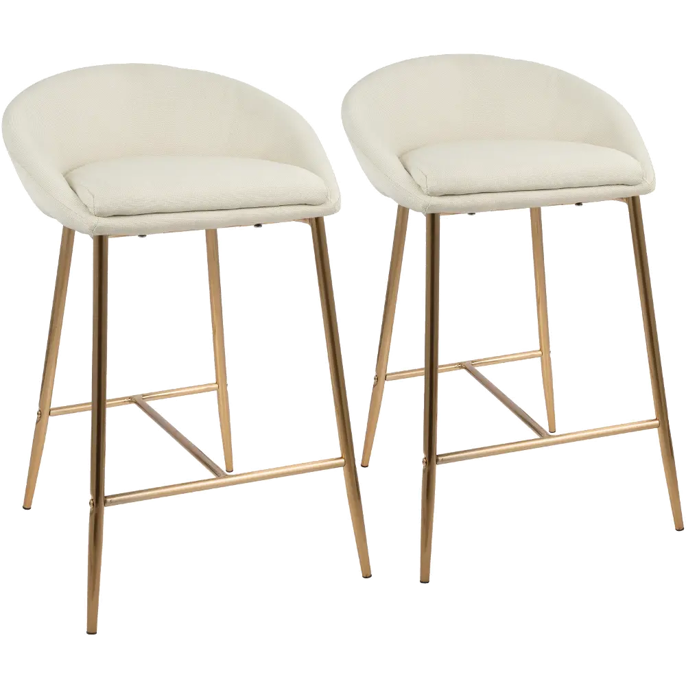 B26-MATSE AUCR2 Contemporary Glam Cream and Gold 26 Inch Counter Height Stool (Set of 2) - Matisse-1