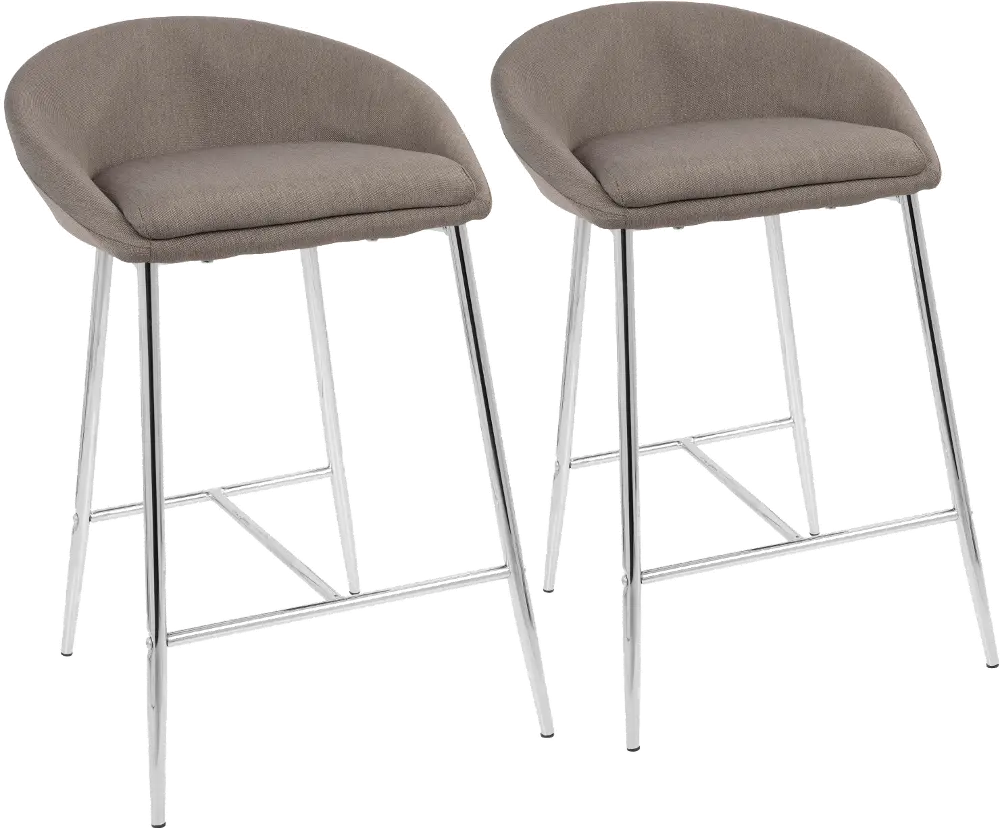 B26-MATSE-GY2 Contemporary Glam Gray and Silver 26 Inch Counter Height Stool (Set of 2) - Matisse-1