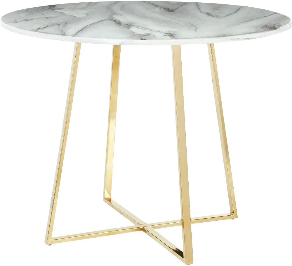 DT-COSMO2-AUWMB Contemporary Marble and Gold Round Dining Room Table - Cosmo-1