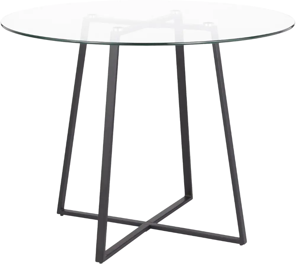 DT-COSMO2-BKGL Contemporary Clear Glass and Black Round Dining Room Table - Cosmo-1