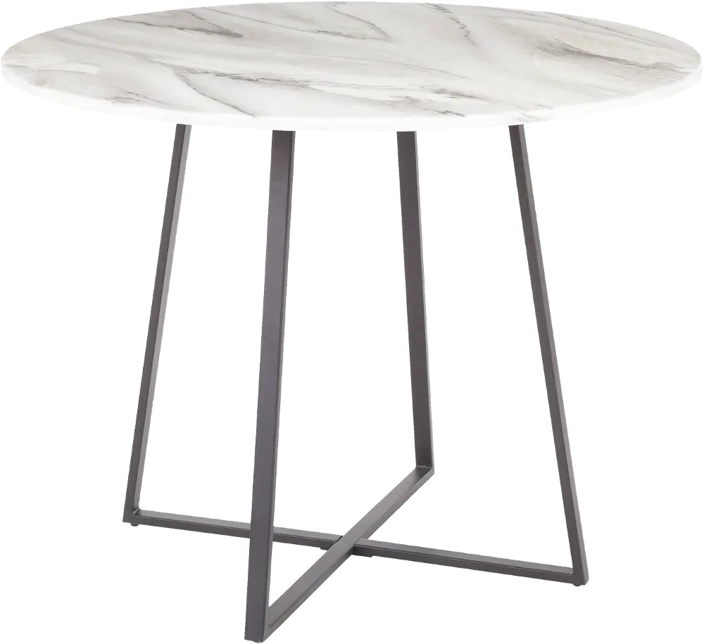 DT-COSMO2-BKWMB Contemporary White Marble and Black Round Dining Room Table - Cosmo-1