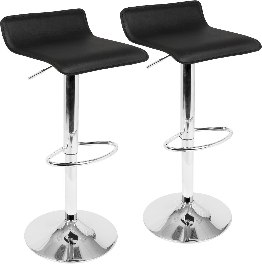 111601649 Contemporary Black and Chrome Adjustable Bar Stool sku 111601649