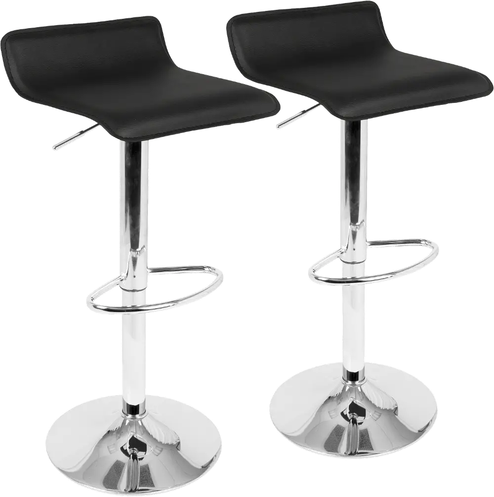 BS-ALE BK2 Contemporary Black and Chrome Adjustable Bar Stool (Set of 2) - Ale-1