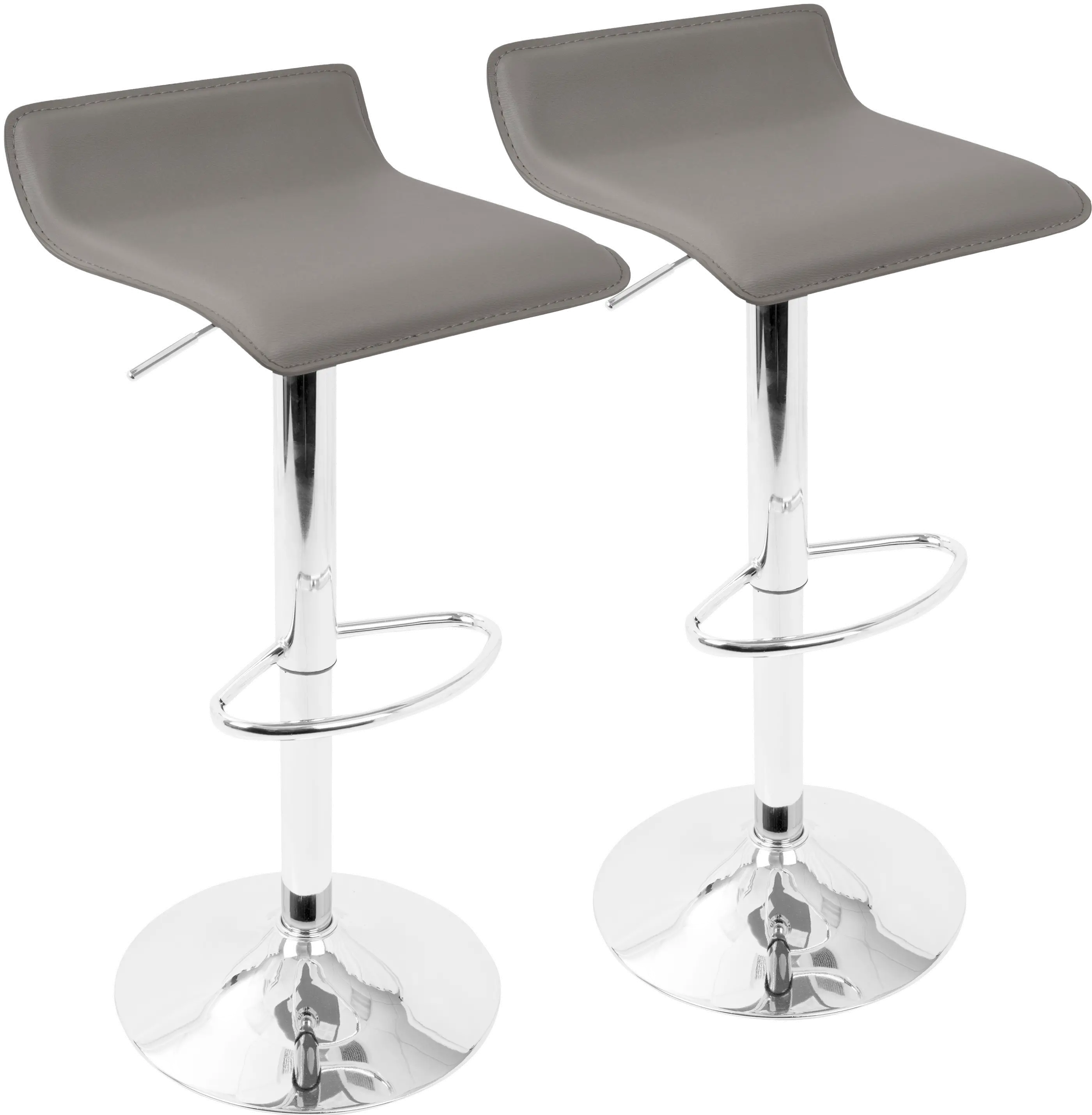 Photos - Chair Lumisource Contemporary Gray and Chrome Adjustable Bar Stool  (Set of 2)