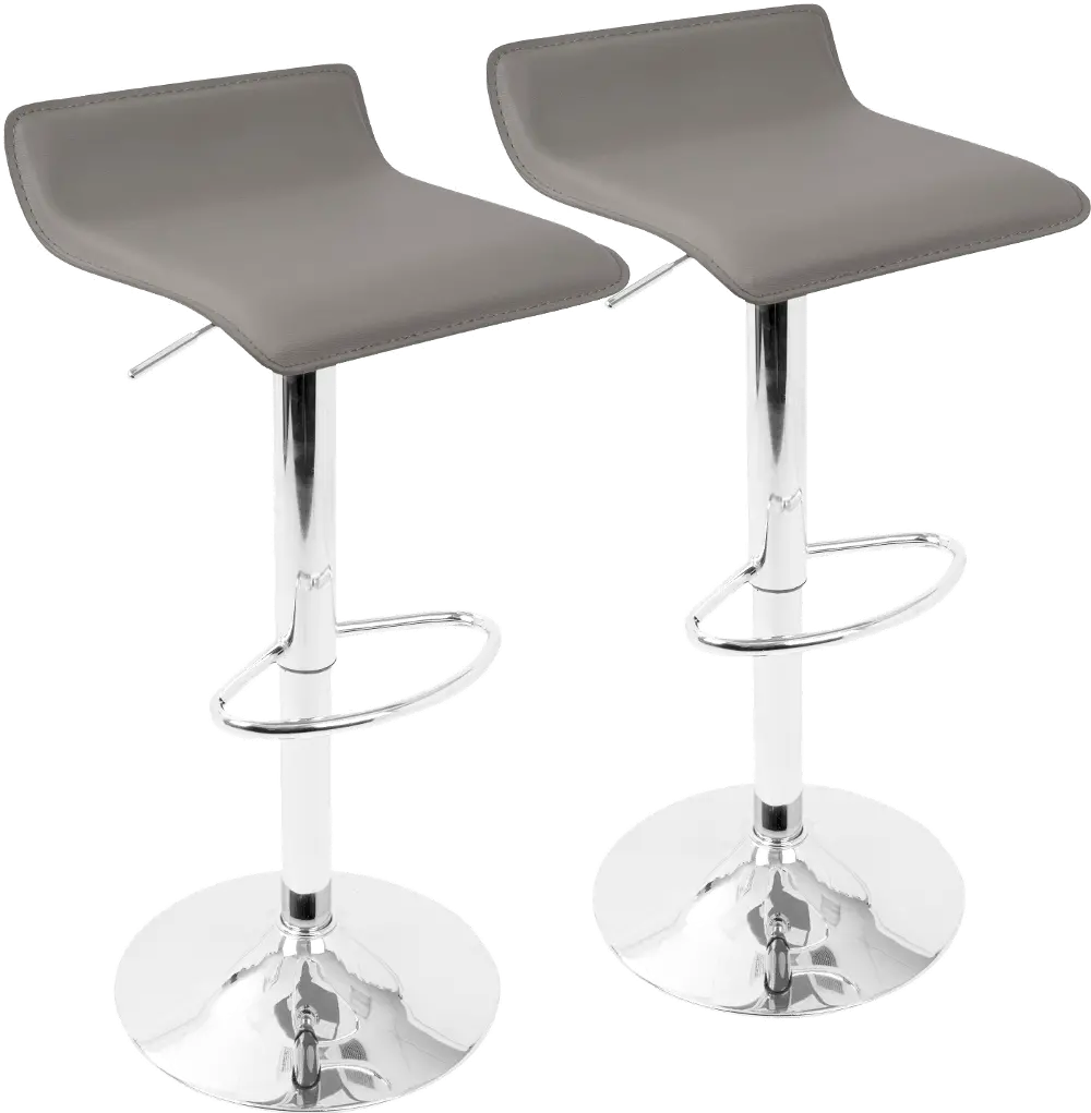 BS-ALE GY2 Contemporary Gray and Chrome Adjustable Bar Stool (Set of 2) - Ale-1