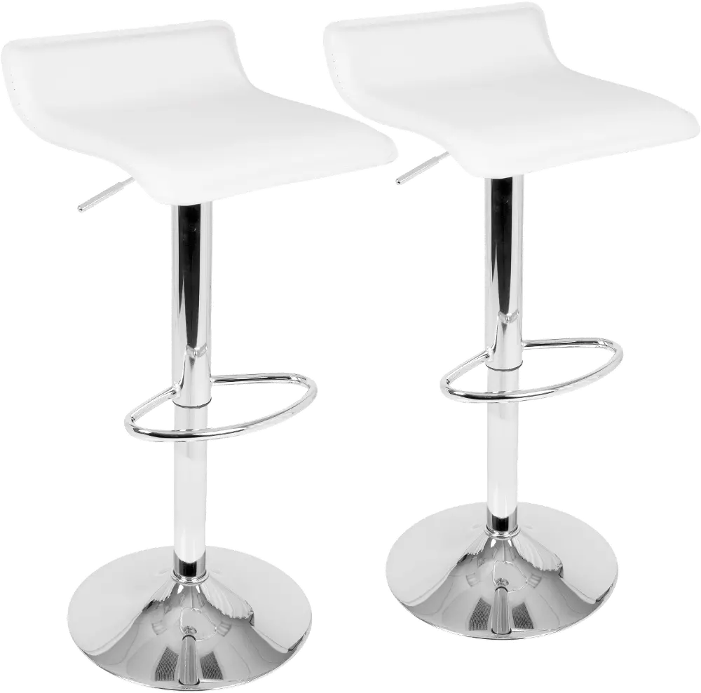 BS-ALE W2 Contemporary White and Chrome Adjustable Bar Stool (Set of 2) - Ale-1