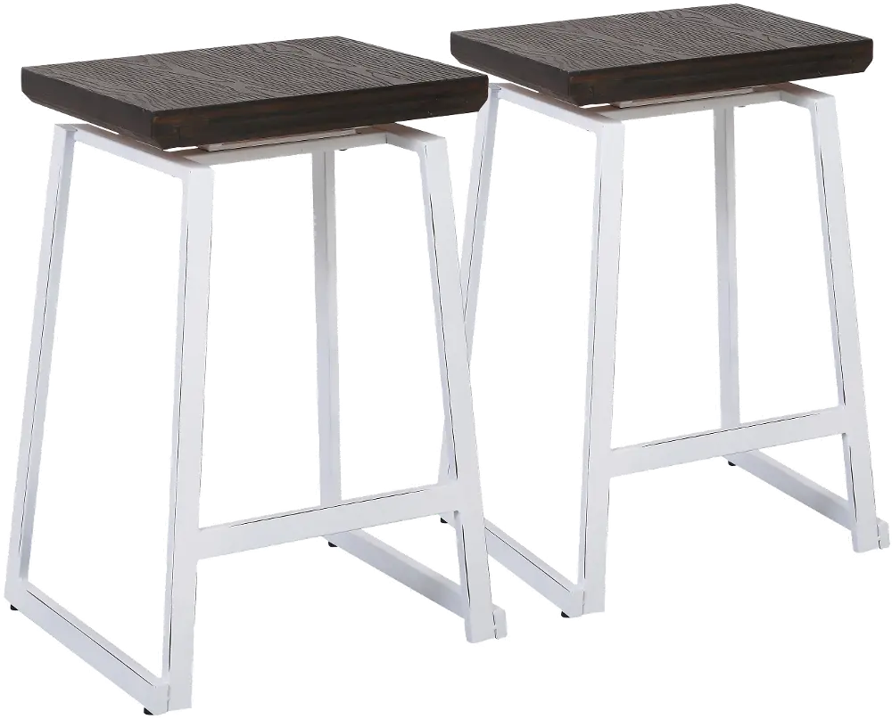 CS-GEO-VW+E2 Industrial Brown and White Counter Height Stools (Set of 2) - Geo-1