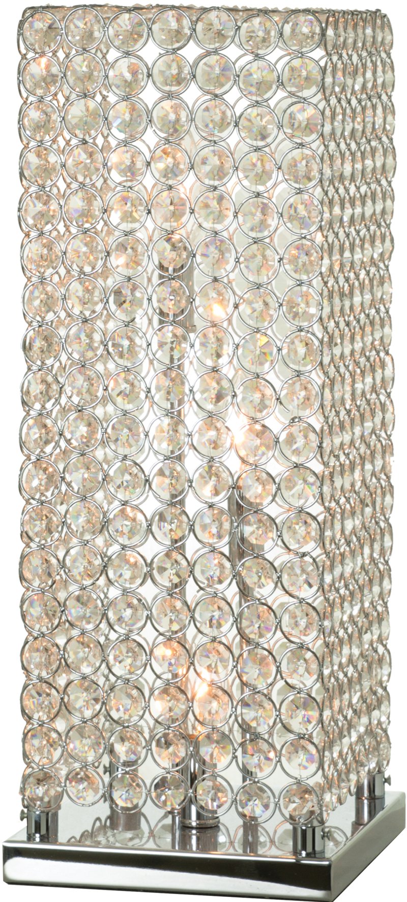Metal Chrome Table Lamp With Crystal, Lamp Crystal Shade