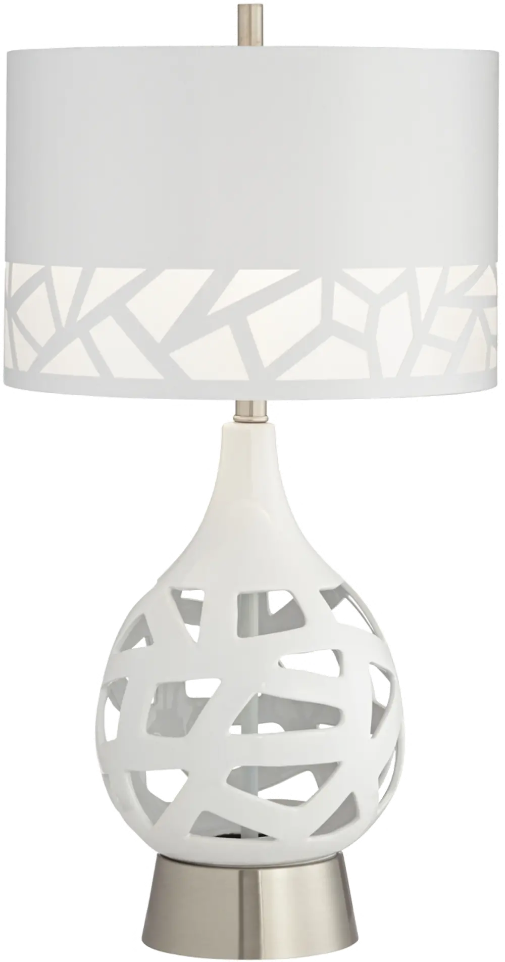 Modern White Ceramic Geometric Pattern Table Lamp - Rubin-1